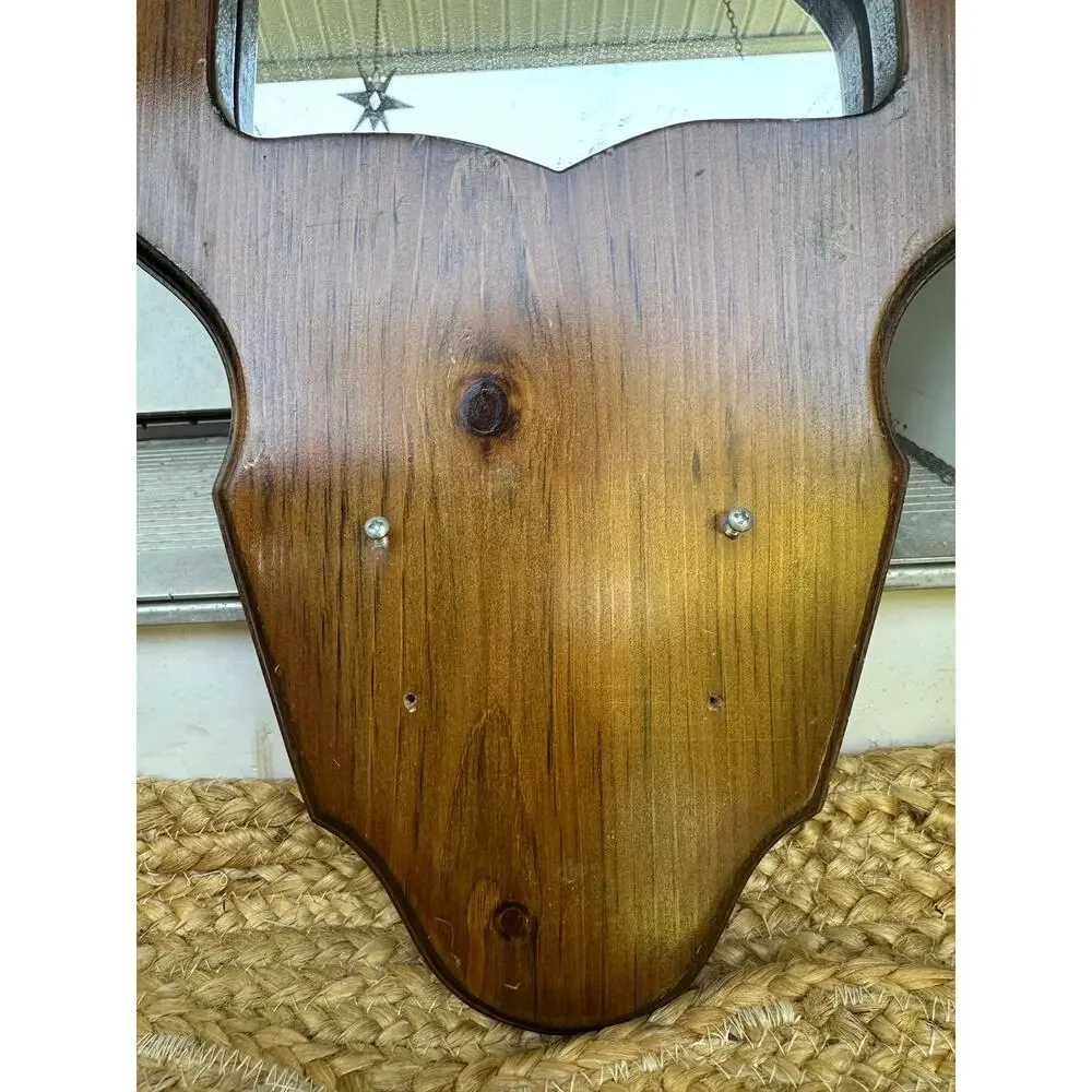 Vintage Wood Wall Caddy Mirror plant holder hummingbird hang retro boho